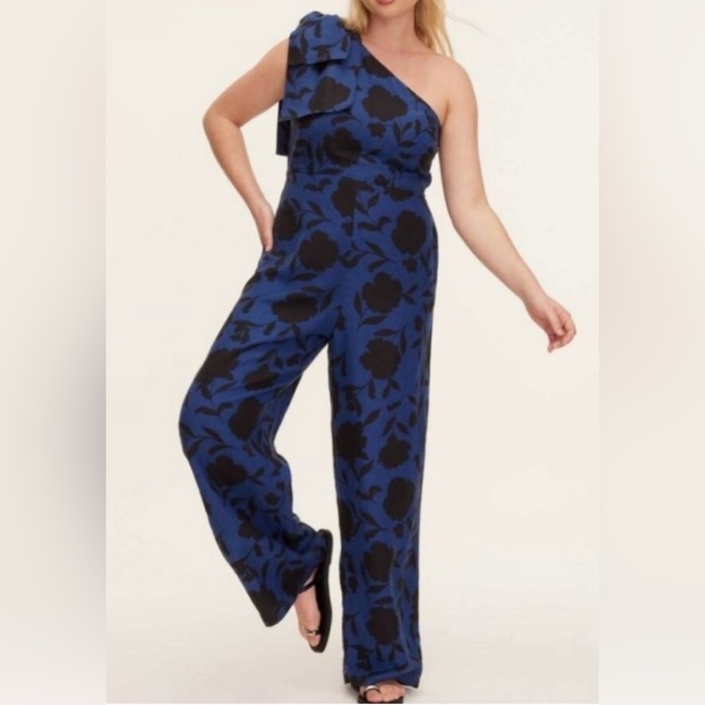 Kate Spade Blue and Black Floral Jumpsuit